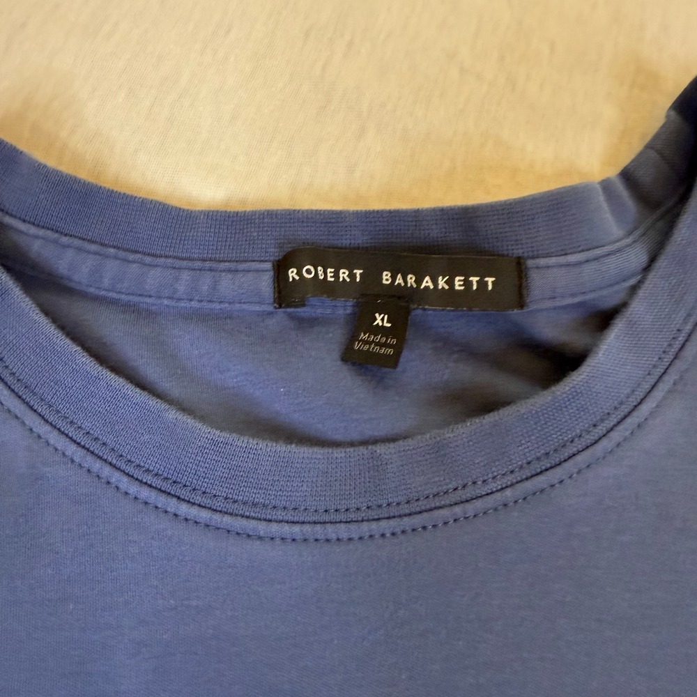 Robert Barakett Mens Navy Blue Crew Neck T Shirt‎ XL 100% pima Cotton Blend - Picture 4 of 8